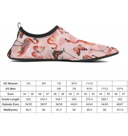 Flamingo and Butterflies Pattern Water Shoes Barefoot Aqua Pool Socks for Beach Swim Walking 7/8women,5/6men Flamingo and But...