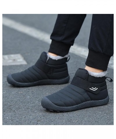 Winter Boots Mens Womens Ankle Walking Boots Warm Fur Lined Booties Outdoor Snow Boots Black $22.22 Outdoor Shoes