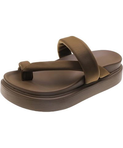 Sandals For Women Flip Flop Sandals Flip Flops Sandal For Women Summer Ankle Strap Sandals Platform Soft Comfortable Brown $1...