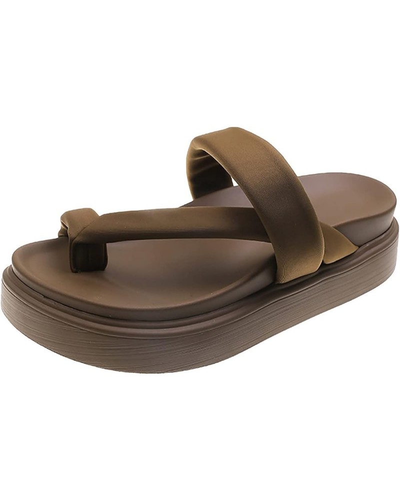 Sandals For Women Flip Flop Sandals Flip Flops Sandal For Women Summer Ankle Strap Sandals Platform Soft Comfortable Brown $1...