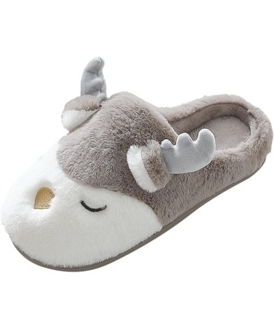 Teen Girls Indoor Shoes Cute Deer Slippers for Men Winter Warm House Slippers for Women Indoor and Outdoor Coffee $8.39 Slippers