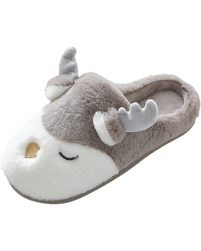 Teen Girls Indoor Shoes Cute Deer Slippers for Men Winter Warm House Slippers for Women Indoor and Outdoor Coffee $8.39 Slippers