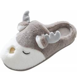 Teen Girls Indoor Shoes Cute Deer Slippers for Men Winter Warm House Slippers for Women Indoor and Outdoor Coffee $8.39 Slippers