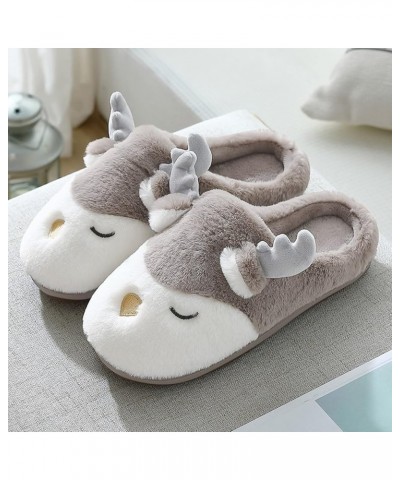 Teen Girls Indoor Shoes Cute Deer Slippers for Men Winter Warm House Slippers for Women Indoor and Outdoor Coffee $8.39 Slippers