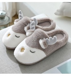 Teen Girls Indoor Shoes Cute Deer Slippers for Men Winter Warm House Slippers for Women Indoor and Outdoor Coffee $8.39 Slippers