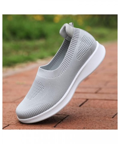 Slip On Breathe Mesh Walking Shoes Women Fashion Comfort Flat Loafers Sneaker Insoles Women Grey $11.47 Outdoor Shoes