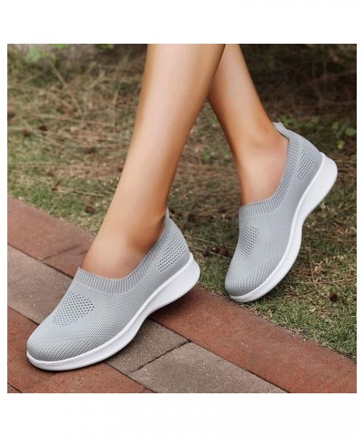 Slip On Breathe Mesh Walking Shoes Women Fashion Comfort Flat Loafers Sneaker Insoles Women Grey $11.47 Outdoor Shoes