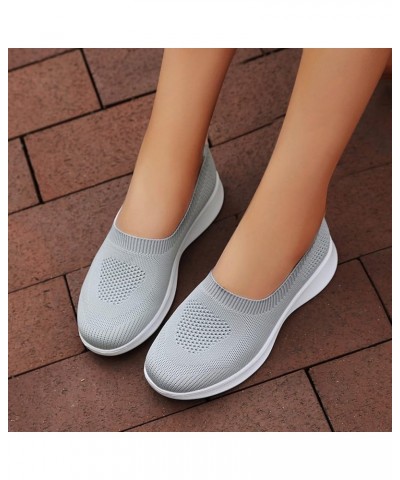 Slip On Breathe Mesh Walking Shoes Women Fashion Comfort Flat Loafers Sneaker Insoles Women Grey $11.47 Outdoor Shoes