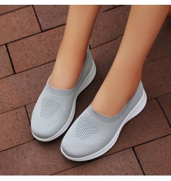 Slip On Breathe Mesh Walking Shoes Women Fashion Comfort Flat Loafers Sneaker Insoles Women Grey $11.47 Outdoor Shoes