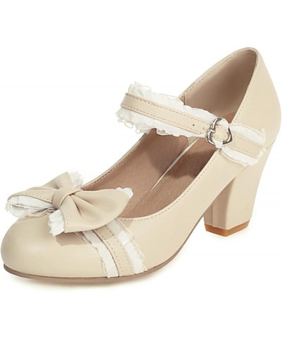 Women Casual Mary Janes with Bowtie Decorates Apricot $37.37 Flats