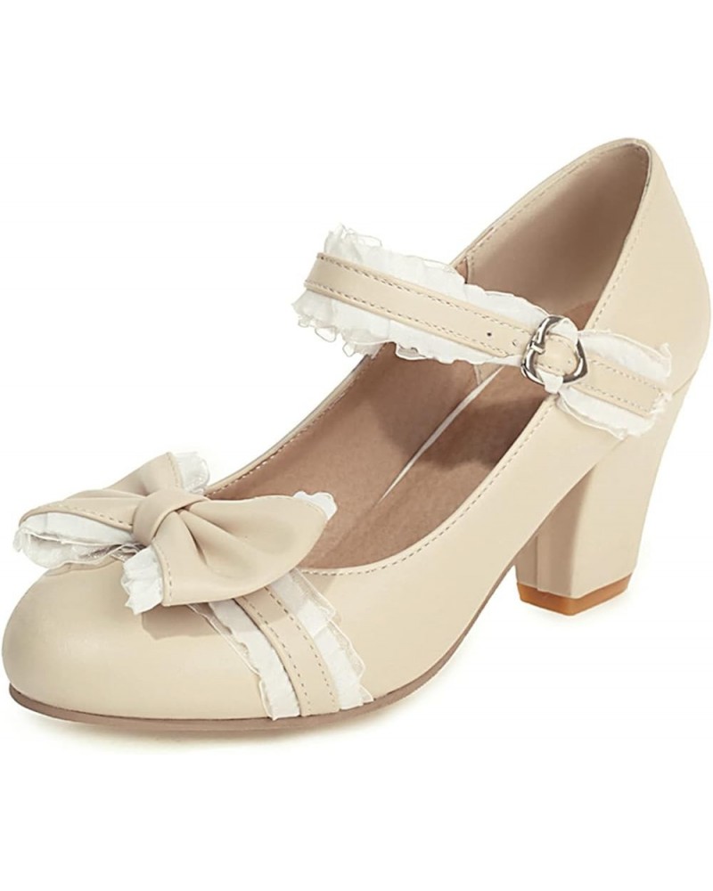 Women Casual Mary Janes with Bowtie Decorates Apricot $37.37 Flats