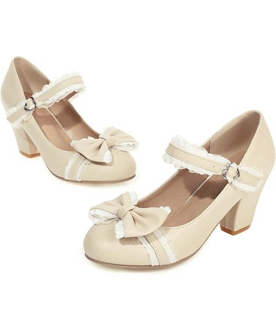 Women Casual Mary Janes with Bowtie Decorates Apricot $37.37 Flats