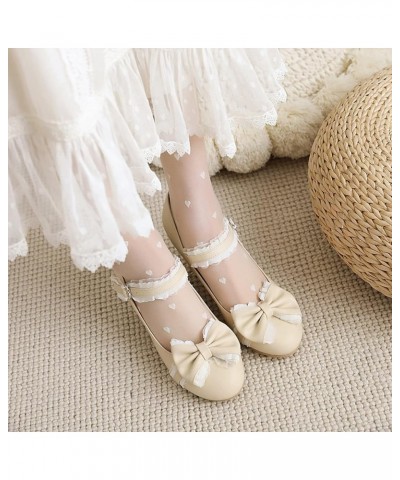 Women Casual Mary Janes with Bowtie Decorates Apricot $37.37 Flats