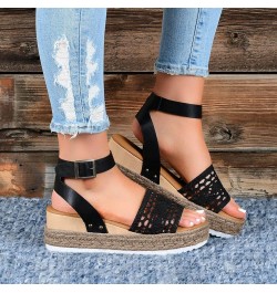 Women's Espadrilles Wedge Sandals Summer Boho Crocheted Band Open Toe Ankle Strap Dress Sandal Platform Casual Walking Beach ...