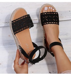 Women's Espadrilles Wedge Sandals Summer Boho Crocheted Band Open Toe Ankle Strap Dress Sandal Platform Casual Walking Beach ...