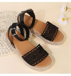 Women's Espadrilles Wedge Sandals Summer Boho Crocheted Band Open Toe Ankle Strap Dress Sandal Platform Casual Walking Beach ...