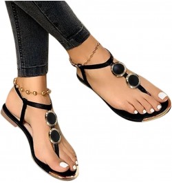 Women's Elastic Strappy String Thong Ankle Strap Summer Gladiator Sandals Slip On Slide Black 1 $15.47 Sandals