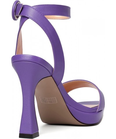 Womens Dress Ankle Wrap Open Toe Solid Party Matte Buckle Spool High Heel Heeled Sandals 4 Inch Lavender $34.84 Sandals