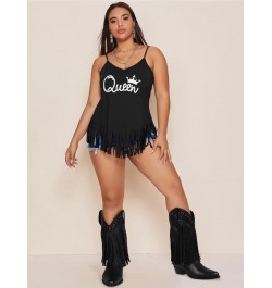 Womens Fringe Western Country Cowgirl Cowboy Boots Wide Calf Stud Tassel Black $41.65 Boots