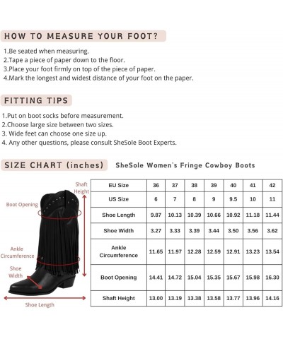 Womens Fringe Western Country Cowgirl Cowboy Boots Wide Calf Stud Tassel Black $41.65 Boots