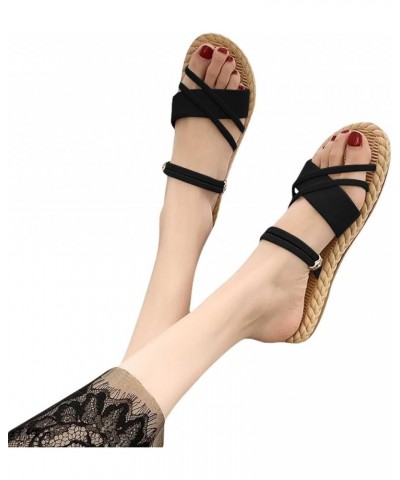 Wedges Sandals for Women Sexy Leisure Dragon Summer New Weaving Flat Flat Lightweight Breath Ap With Breathable Black $10.77 ...