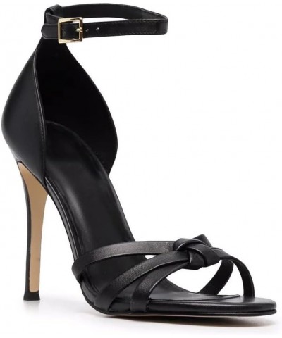 11cm High Heels Black PU Round Toe Stiletto Sandals Ankle Buckle Fashion Party Shoes-Black||37 45 Black $46.74 Sandals