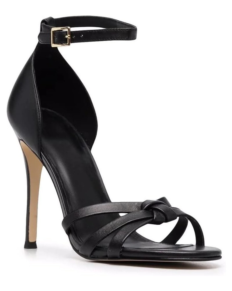 11cm High Heels Black PU Round Toe Stiletto Sandals Ankle Buckle Fashion Party Shoes-Black||37 45 Black $46.74 Sandals