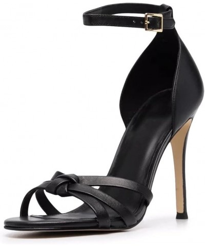 11cm High Heels Black PU Round Toe Stiletto Sandals Ankle Buckle Fashion Party Shoes-Black||37 45 Black $46.74 Sandals