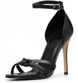 11cm High Heels Black PU Round Toe Stiletto Sandals Ankle Buckle Fashion Party Shoes-Black||37 45 Black $46.74 Sandals