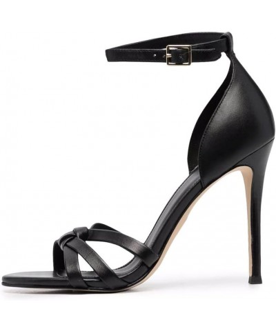 11cm High Heels Black PU Round Toe Stiletto Sandals Ankle Buckle Fashion Party Shoes-Black||37 45 Black $46.74 Sandals