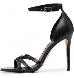 11cm High Heels Black PU Round Toe Stiletto Sandals Ankle Buckle Fashion Party Shoes-Black||37 45 Black $46.74 Sandals