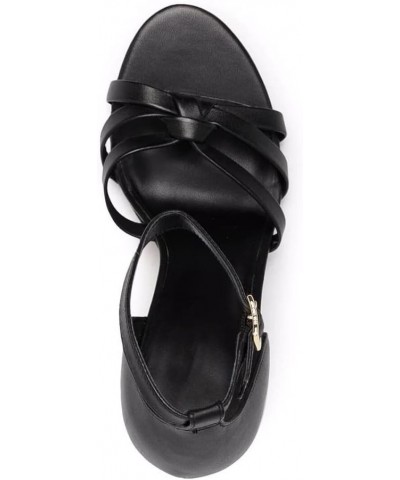 11cm High Heels Black PU Round Toe Stiletto Sandals Ankle Buckle Fashion Party Shoes-Black||37 45 Black $46.74 Sandals