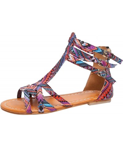 Buckle Ethnic Women Shoes Sandals Style Sandals Sandals Strap Women's sandals Sandals Women Sexy Purple $11.17 Sandals