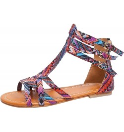 Buckle Ethnic Women Shoes Sandals Style Sandals Sandals Strap Women's sandals Sandals Women Sexy Purple $11.17 Sandals