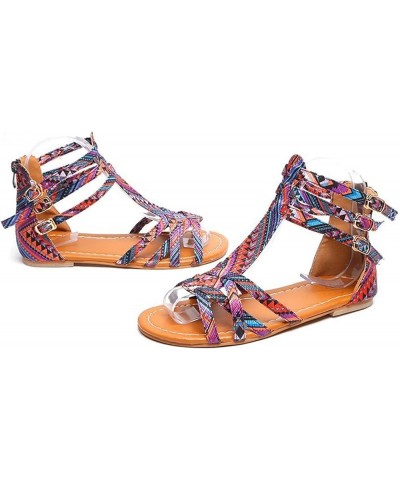 Buckle Ethnic Women Shoes Sandals Style Sandals Sandals Strap Women's sandals Sandals Women Sexy Purple $11.17 Sandals