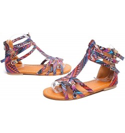 Buckle Ethnic Women Shoes Sandals Style Sandals Sandals Strap Women's sandals Sandals Women Sexy Purple $11.17 Sandals