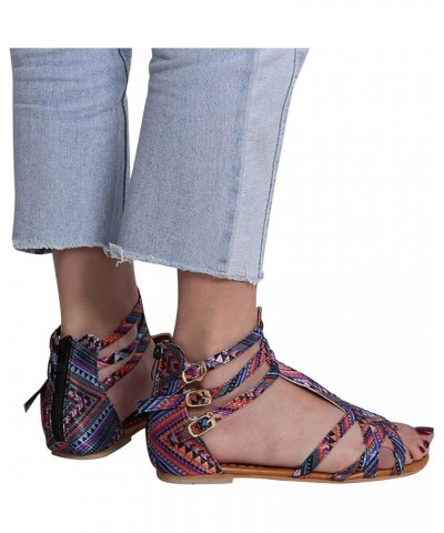 Buckle Ethnic Women Shoes Sandals Style Sandals Sandals Strap Women's sandals Sandals Women Sexy Purple $11.17 Sandals