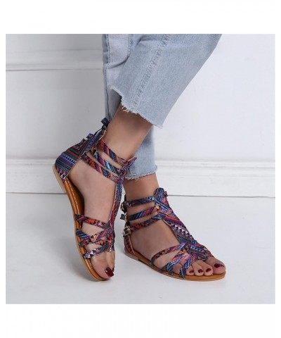 Buckle Ethnic Women Shoes Sandals Style Sandals Sandals Strap Women's sandals Sandals Women Sexy Purple $11.17 Sandals