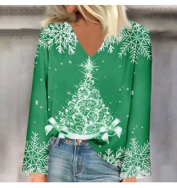 Long Sleeve Shirts For Women 2023 Fashion Christmas Printed V Neck Pullover Tops Fall Lightweight Loose Sweatshirts 2-green $...