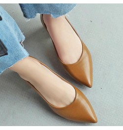 5Cm Women's Chunky Heel Pointed Toe Shoes Large Size Low Heel Shoes Pumps Shoes for Spring and Autumn Brown $33.46 Sandals