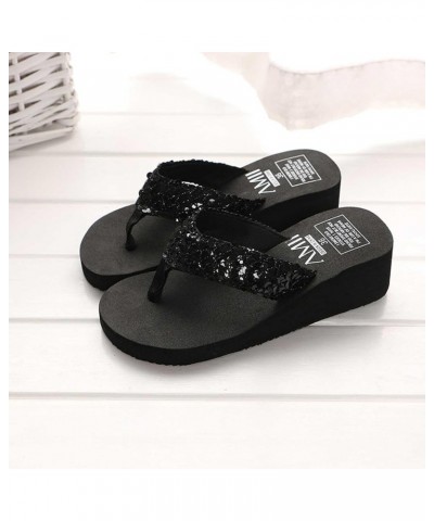 Zapatillas de mujer chanclas lentejuelas plataforma sandalias playa zapatos s diarios mujer ropa calle zapatilla C-591 Black ...