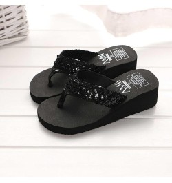 Zapatillas de mujer chanclas lentejuelas plataforma sandalias playa zapatos s diarios mujer ropa calle zapatilla C-591 Black ...