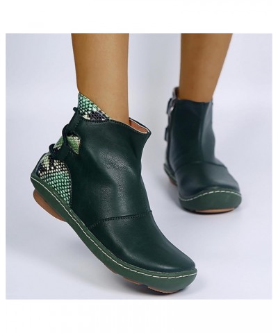 Womens Boots Ankle Low Heel Pump Ankle Boots Chunky Block Slip on Cutout Closed Toe Stacked Heel Booties Shoes Zn-green $19.3...