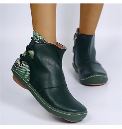 Womens Boots Ankle Low Heel Pump Ankle Boots Chunky Block Slip on Cutout Closed Toe Stacked Heel Booties Shoes Zn-green $19.3...