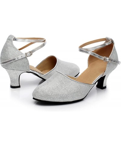 Teal Shoes Wedges Shoes Social Shoe Sequins Women's Tango Latin Dance Dancing Ballroom Shoes Women's Middle Heel Grass Silver...