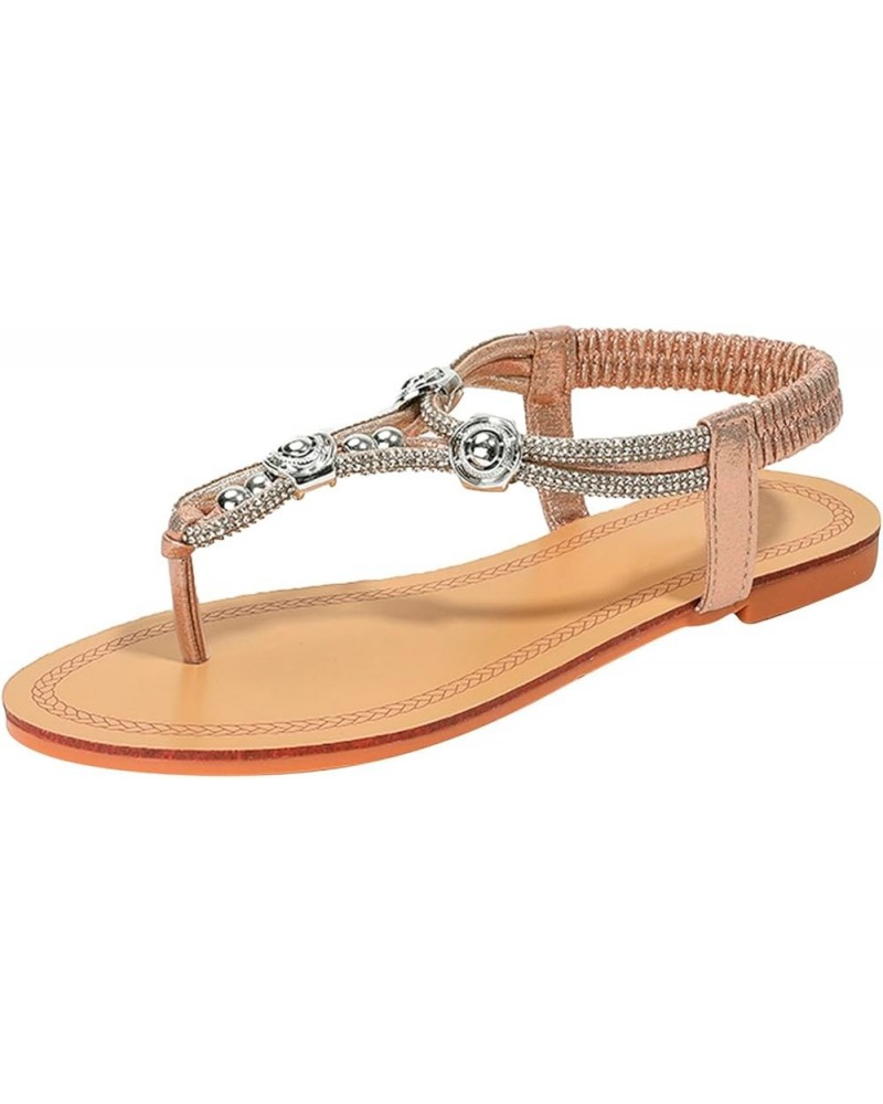 Womens Strappy Lace Up Round Toe Ankle Strap Summer Heel Sandals Beach Dressy Slip On Shoe 83-ixpyn-gold7 $16.69 Athletic Shoes