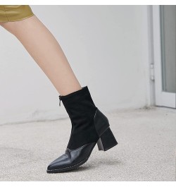 Women Thick Mid Heel Ankle Boots Elegant Vintage Comfortable Front Zipper Work Office Pointed Toe Winter Walking Boots Black ...