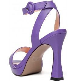 Womens Dress Ankle Wrap Open Toe Solid Party Matte Buckle Spool High Heel Heeled Sandals 4 Inch Lavender $34.84 Sandals