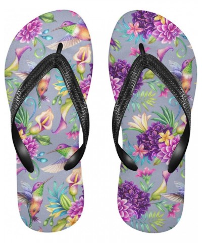 Hummingbird on Purple Flowers Flops Slip Sandals for Women Men, Beach Shoes Casual Thong Sandal574 $11.50 Sandals