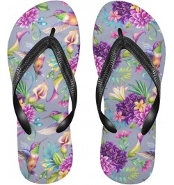 Hummingbird on Purple Flowers Flops Slip Sandals for Women Men, Beach Shoes Casual Thong Sandal574 $11.50 Sandals